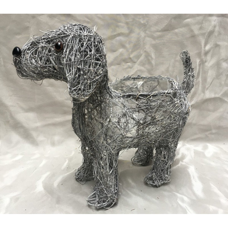 Brambly Cottage Eveland Standing Dog Rattan Statue Planter & Reviews